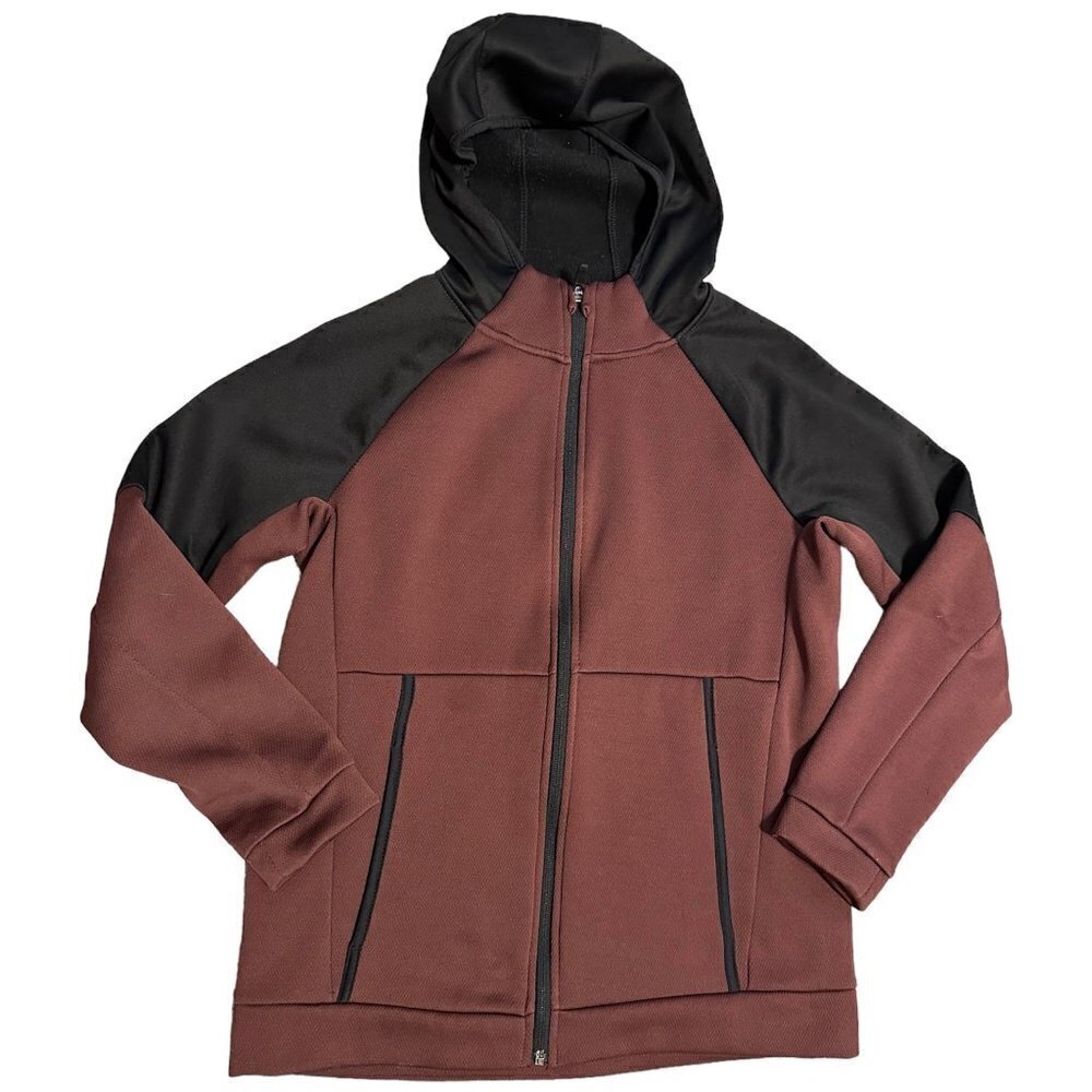 Old Navy Active Maroon and Black Color Blocking Hoodie Zipper Sweatshirt